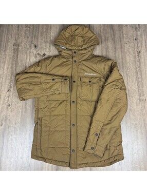 Eddie Bauer Men's Boundary Pass Down Parka Hooded Zip Jacket Tan Medium